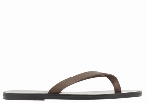 Flip Flops Ancient Greek Sandals Solon Leather Barbati Ciocolata | ROP8053VS