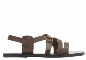 Sandale Casual Ancient Greek Sandals Hercules Leather Barbati Ciocolata | NAU1241IT