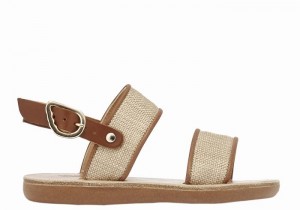 Sandale Casual Ancient Greek Sandals Little Clio Rafia Soft Copii Bej Maro | IBT647ML