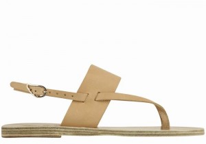 Sandale Cu Curea Din Spate Ancient Greek Sandals Zoe Flip Flop Leather Dama Bej | PAE259JL