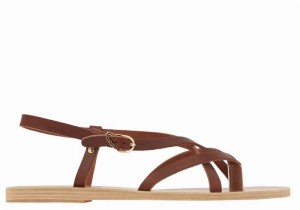 Sandale Cu Curea Din Spate Ancient Greek Sandals Semele Leather Dama Cafe | LIV6335HM