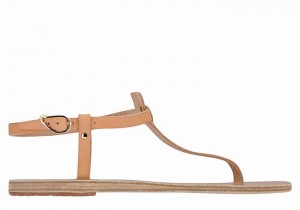 Sandale Cu Curea Din Spate Ancient Greek Sandals Lito Flip Flop Leather Dama Bej | MKF9966HW