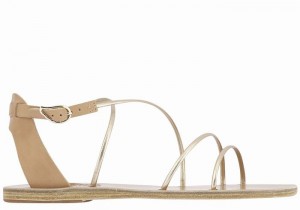 Sandale Cu Curea Pe Glezna Ancient Greek Sandals Meloivia Dama Bej Aurii Albi | FAG2314NG