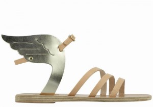 Sandale Cu Curea Pe Glezna Ancient Greek Sandals Ikaria Leather Dama Bej Aurii Albi | XVN958QU