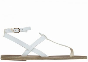 Sandale Cu Curea Pe Glezna Ancient Greek Sandals Estia Leather Dama Albi | IBR4673RT