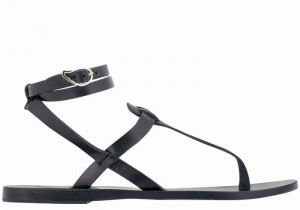 Sandale Cu Curea Pe Glezna Ancient Greek Sandals Estia Leather Dama Negrii | LGF574JG