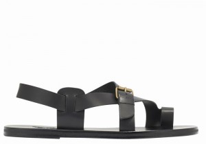 Sandale Cu Deget Ancient Greek Sandals Paris Leather Barbati Negrii | DUV523IV