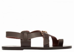 Sandale Cu Deget Ancient Greek Sandals Paris Leather Barbati Ciocolata | ZJN4573GW