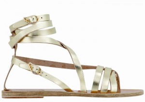 Sandale Gladiator Ancient Greek Sandals Satira Leather Dama Aurii Albi | ITO4038YD