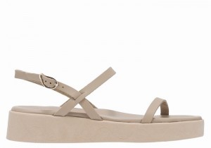 Sandale cu Platforma Ancient Greek Sandals Evriali Leather Dama Gri Maro | JRU7184XW