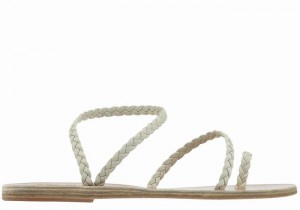 Sandale Împletite Ancient Greek Sandals Eleftheria Leather Dama Albi | LVF6873YS