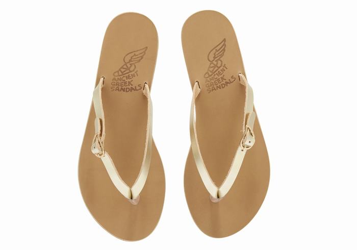 Flip Flops Ancient Greek Sandals Dihalo Leather Dama Aurii Albi | YIJ556QR