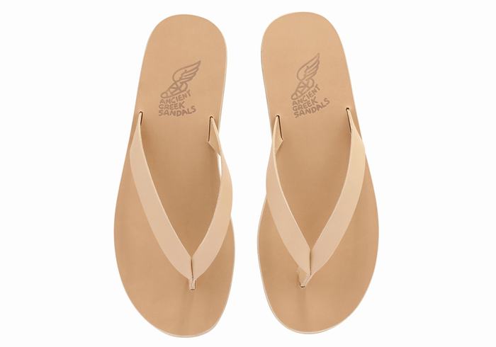 Flip Flops Ancient Greek Sandals Solon Leather Barbati Bej | EFM6979MV