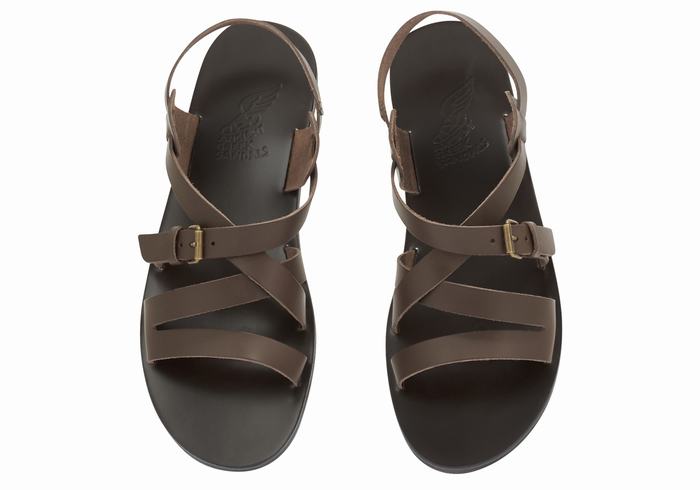 Sandale Casual Ancient Greek Sandals Hercules Leather Barbati Ciocolata | NAU1241IT