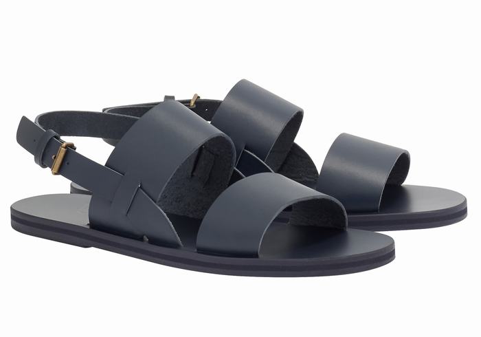 Sandale Casual Ancient Greek Sandals Irodotos Leather Barbati Albastri Inchis | SIC435CA