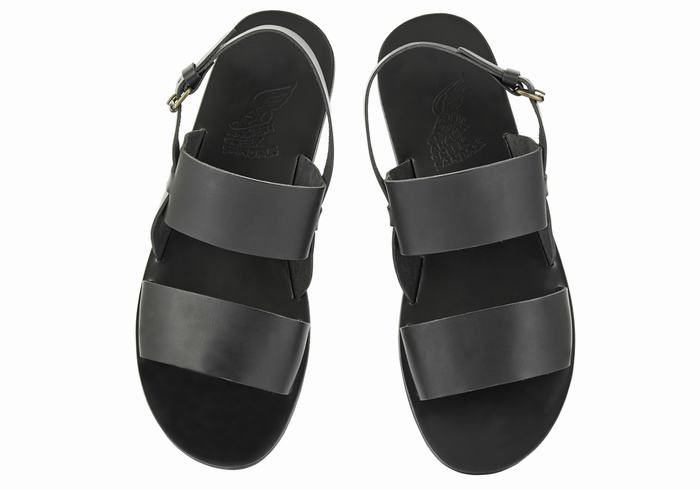 Sandale Casual Ancient Greek Sandals Irodotos Leather Barbati Negrii | EWH3759NK