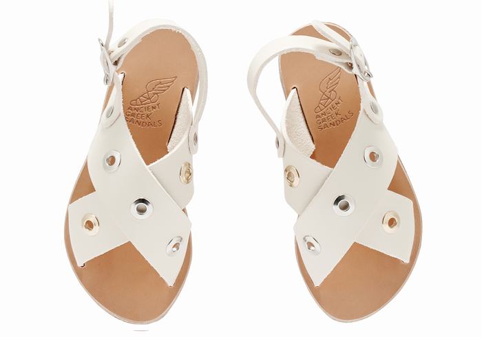 Sandale Casual Ancient Greek Sandals Little Maria Eyelets Soft Copii Albi | YAZ642IS