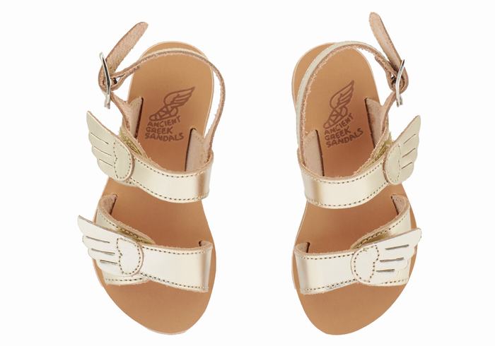 Sandale Casual Ancient Greek Sandals Little Iliada Soft Copii Aurii Albi | KHQ2210YA