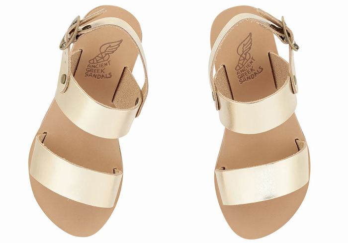 Sandale Casual Ancient Greek Sandals Little Clio Soft Copii Aurii Albi | DCY5685EZ