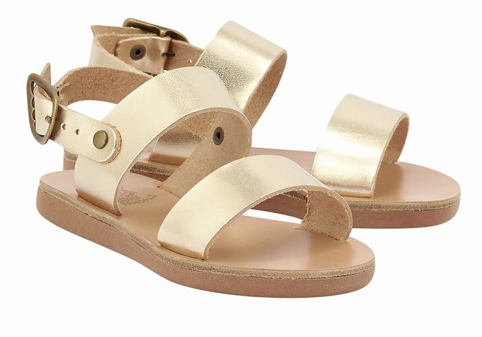 Sandale Casual Ancient Greek Sandals Little Clio Soft Copii Aurii Albi | DCY5685EZ