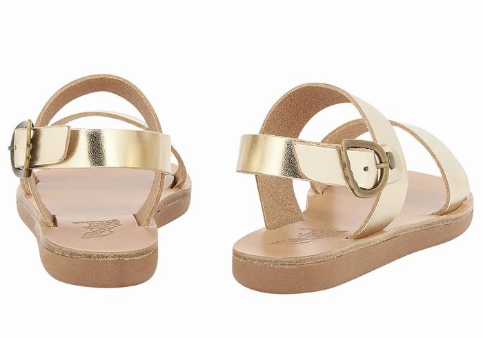 Sandale Casual Ancient Greek Sandals Little Clio Soft Copii Aurii Albi | DCY5685EZ