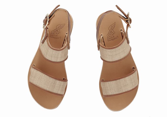 Sandale Casual Ancient Greek Sandals Little Clio Rafia Soft Copii Bej Maro | IBT647ML