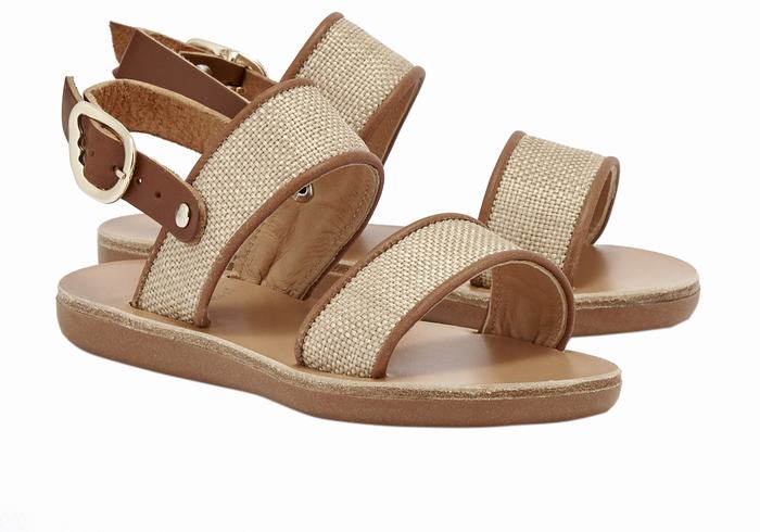 Sandale Casual Ancient Greek Sandals Little Clio Rafia Soft Copii Bej Maro | IBT647ML