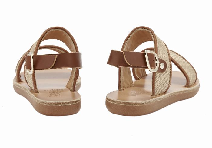 Sandale Casual Ancient Greek Sandals Little Clio Rafia Soft Copii Bej Maro | IBT647ML