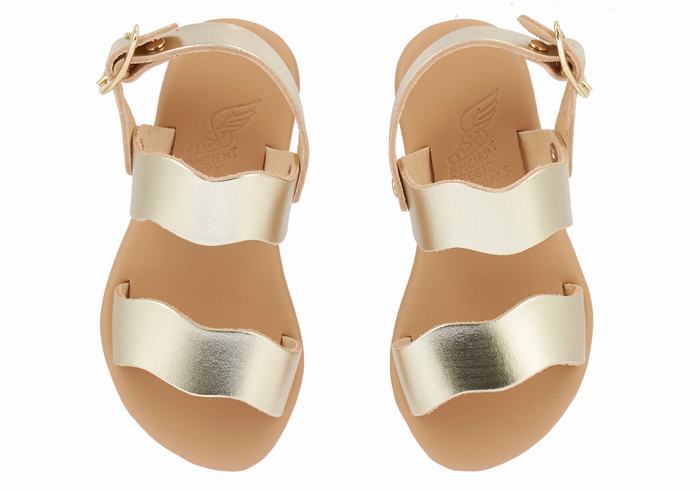 Sandale Casual Ancient Greek Sandals Little Calamos Soft Copii Aurii Albi | MKI10081SJ