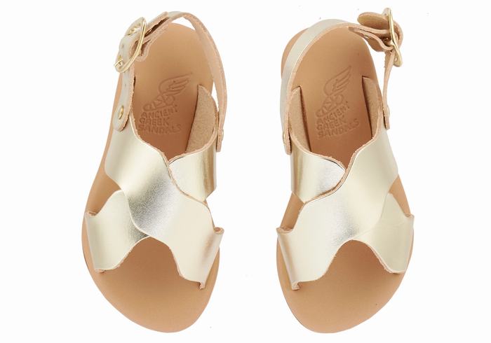 Sandale Casual Ancient Greek Sandals Little Atokos Soft Copii Aurii Albi | NSX212OO