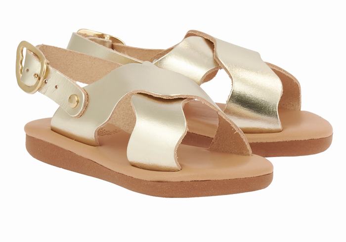 Sandale Casual Ancient Greek Sandals Little Atokos Soft Copii Aurii Albi | NSX212OO