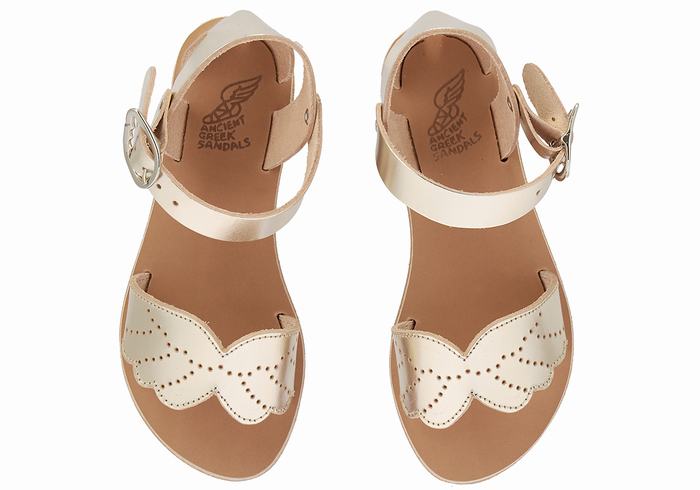 Sandale Casual Ancient Greek Sandals Little Andromeda Soft Copii Aurii Albi | ZDM4948NM