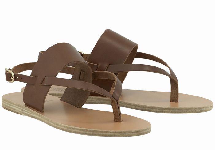 Sandale Cu Curea Din Spate Ancient Greek Sandals Zoe Flip Flop Leather Dama Maro Inchis | PQW4132QS