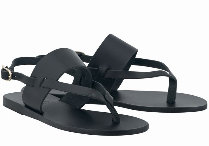 Sandale Cu Curea Din Spate Ancient Greek Sandals Zoe Flip Flop Leather Dama Negrii | AKU7041CH