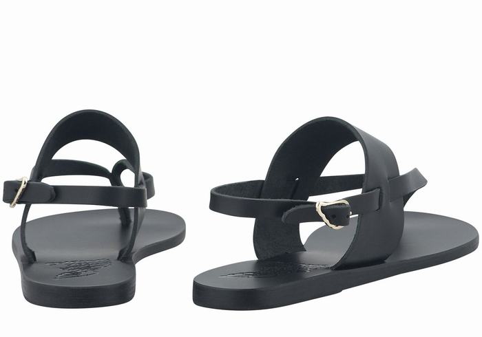 Sandale Cu Curea Din Spate Ancient Greek Sandals Zoe Flip Flop Leather Dama Negrii | AKU7041CH