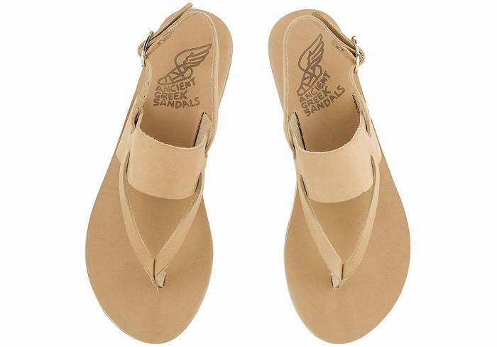 Sandale Cu Curea Din Spate Ancient Greek Sandals Zoe Flip Flop Leather Dama Bej | PAE259JL