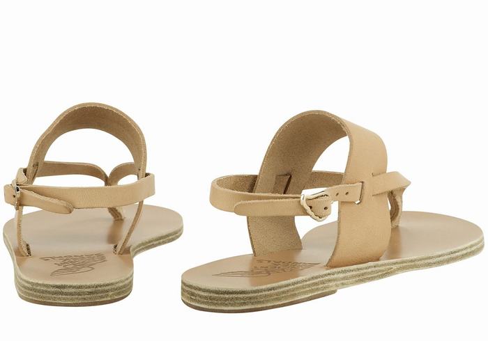 Sandale Cu Curea Din Spate Ancient Greek Sandals Zoe Flip Flop Leather Dama Bej | PAE259JL