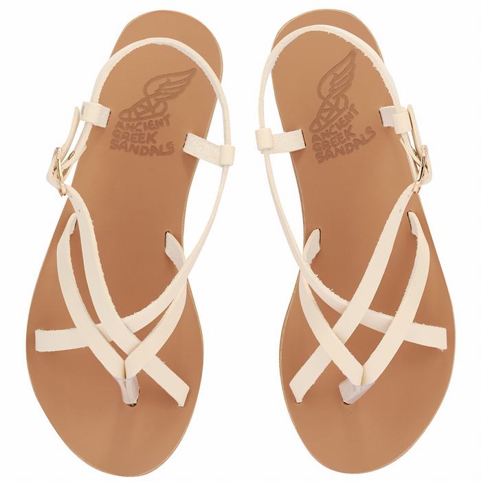 Sandale Cu Curea Din Spate Ancient Greek Sandals Semele Leather Dama Albi | BEK2632EA