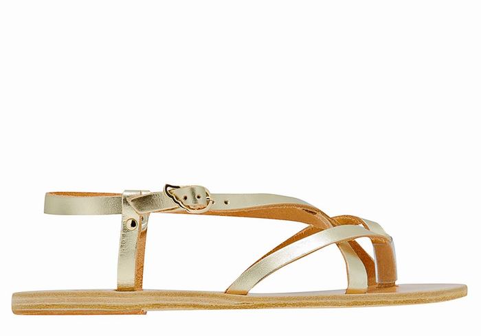 Sandale Cu Curea Din Spate Ancient Greek Sandals Semele Leather Dama Aurii Albi | FCL7861NC