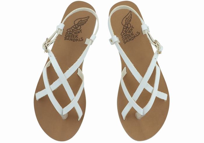 Sandale Cu Curea Din Spate Ancient Greek Sandals Semele Leather Dama Albi | FWP3474KP