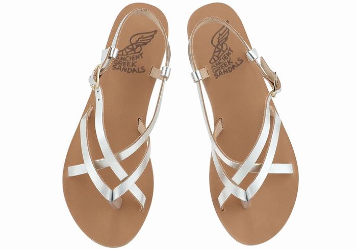 Sandale Cu Curea Din Spate Ancient Greek Sandals Semele Leather Dama Argintii | SRK2126LO