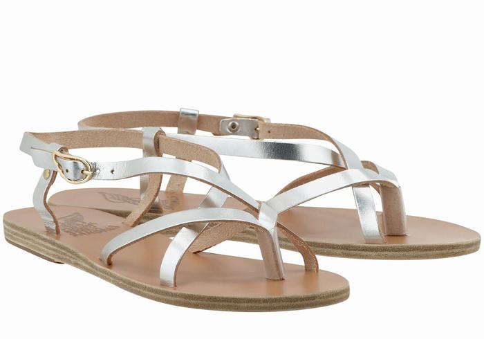 Sandale Cu Curea Din Spate Ancient Greek Sandals Semele Leather Dama Argintii | SRK2126LO