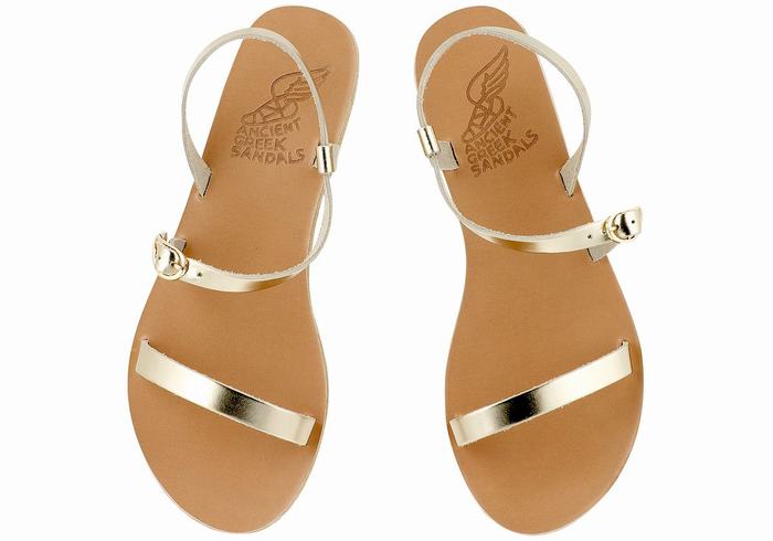 Sandale Cu Curea Din Spate Ancient Greek Sandals Niove Leather Dama Aurii Albi | KBL2068BD