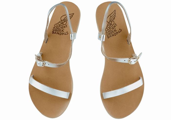 Sandale Cu Curea Din Spate Ancient Greek Sandals Niove Leather Dama Argintii | VCY1311ZN