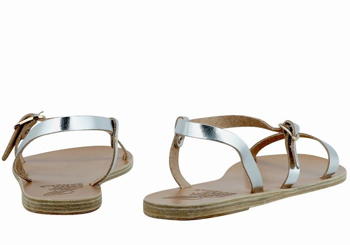 Sandale Cu Curea Din Spate Ancient Greek Sandals Niove Leather Dama Argintii | VCY1311ZN