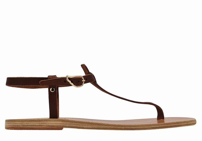 Sandale Cu Curea Din Spate Ancient Greek Sandals Lito Flip Flop Leather Dama Cafe | LCT6564WQ