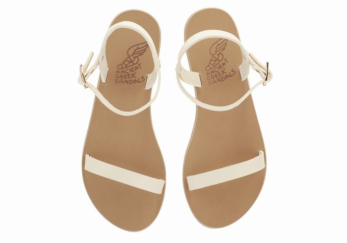 Sandale Cu Curea Din Spate Ancient Greek Sandals Irida Leather Dama Albi | ECZ6251RW