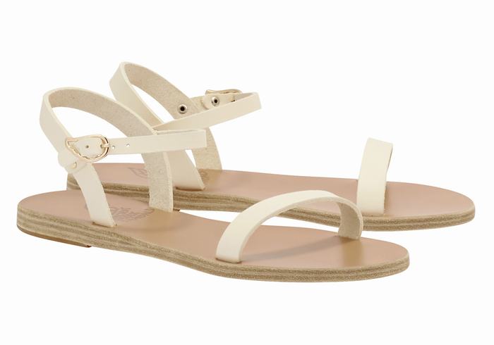 Sandale Cu Curea Din Spate Ancient Greek Sandals Irida Leather Dama Albi | ECZ6251RW