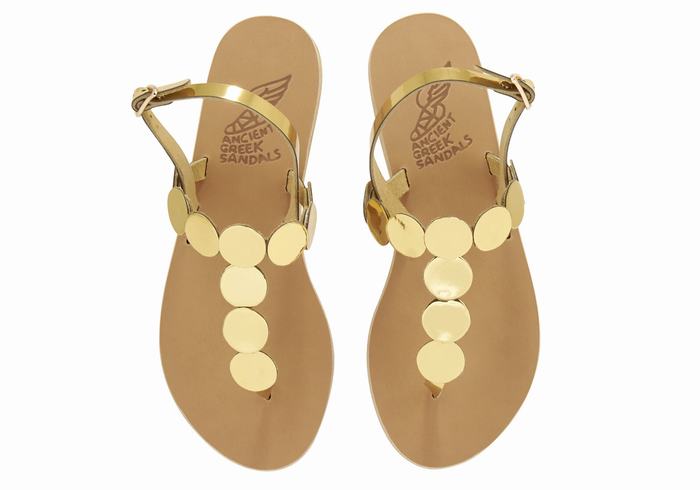 Sandale Cu Curea Din Spate Ancient Greek Sandals Ilios Flip Flop Leather Dama Aurii | LPW401XO