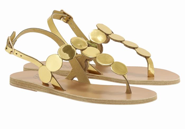 Sandale Cu Curea Din Spate Ancient Greek Sandals Ilios Flip Flop Leather Dama Aurii | LPW401XO